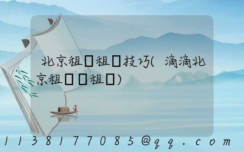 北京租車租車技巧(滴滴北京租車網租車)